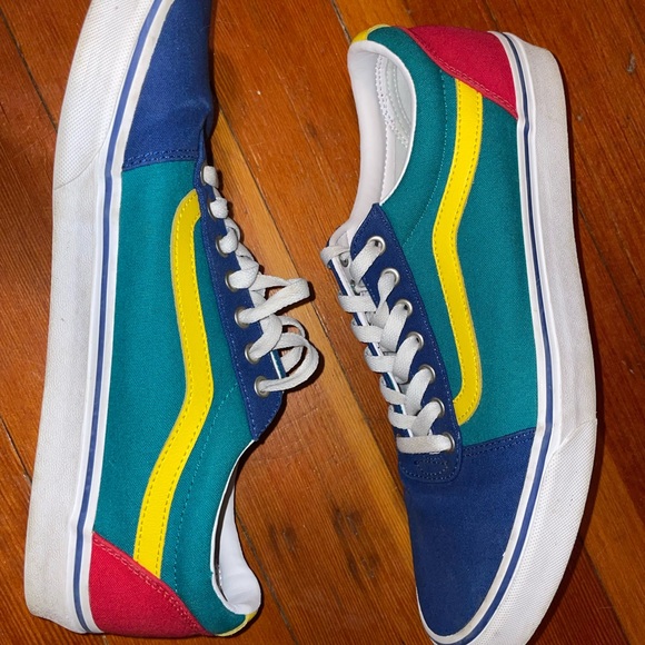 Vans Old Skool Colorblock Sneakers (Blue / Teal / Yellow) - Picture 2 of 8
